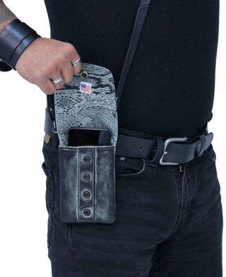 Antiqued Leather Clip-On Case w/Removable Strap USA #PKK18093GY