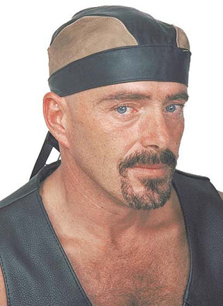 Vintage Brown & Black Leather Skull Cap #BAND9195DN