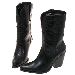 Black 10’’ Ladies Lizard Embossed Cowgirl Boots #BLC04K-MILES