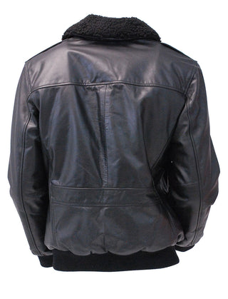 Black Classic A2 Leather Bomber Jacket w/Removable Collar #M2190K - Jacket