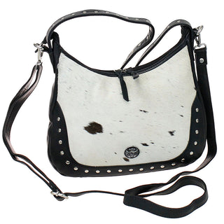 Black Hair-on Heavy Leather Purse with Studding #P26216HK
