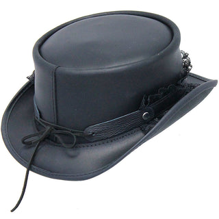 Black Leather and Lace Hatband #HB-LACEK