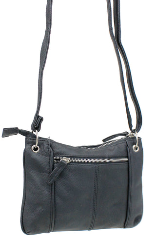 Black Leather Cross Body Purse with Rings #P5030K