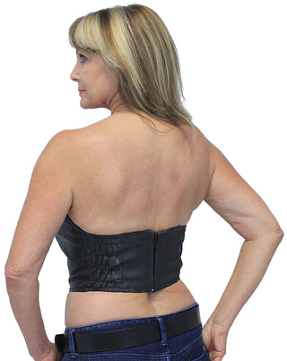 Black Leather Strapless Bustier #VL11010LK