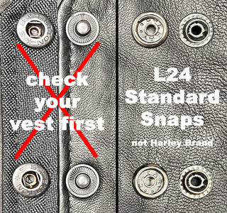 Black Leather Vest Extenders Set of 4 2.5 Inch L24 Snap Extenders #VC20250K