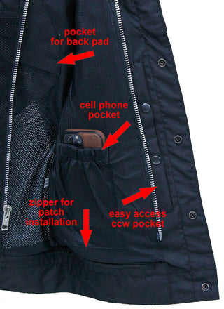 Black Men’s Moto Mesh Quilted Club Vest #VMC6930QVK