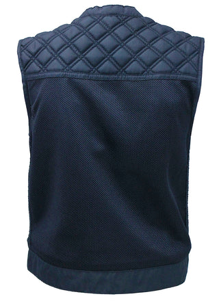 Black Men’s Moto Mesh Quilted Club Vest #VMC6930QVK