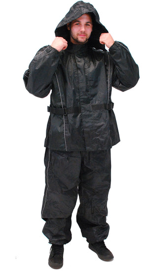 (d) Black Rain Suit with Reflector Trim - 2 pc Set #RS1039K