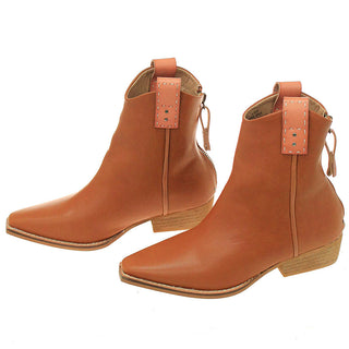 Brown Ankle Boots w/Finger Pulls & Back Zipper #BLC01BRN-FREER