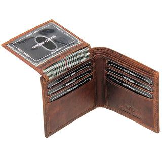 Brown Embossed Flaming Motorcycle Bifold Oil Tanned Leather RFID Wallet #WB071MCNID