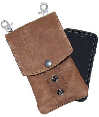 Brown Leather Cell Phone Case - Adjustable Clip-On #PKK18091N