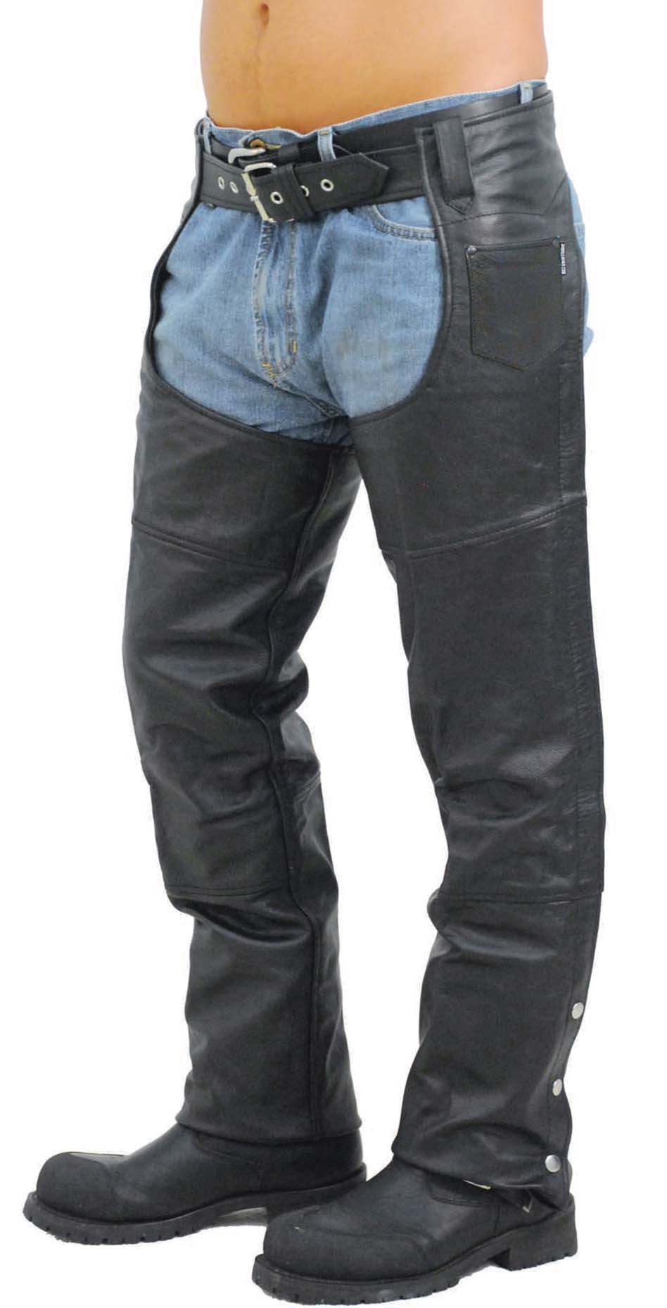 Classic Black Buffalo Leather Chaps #C8000 ()