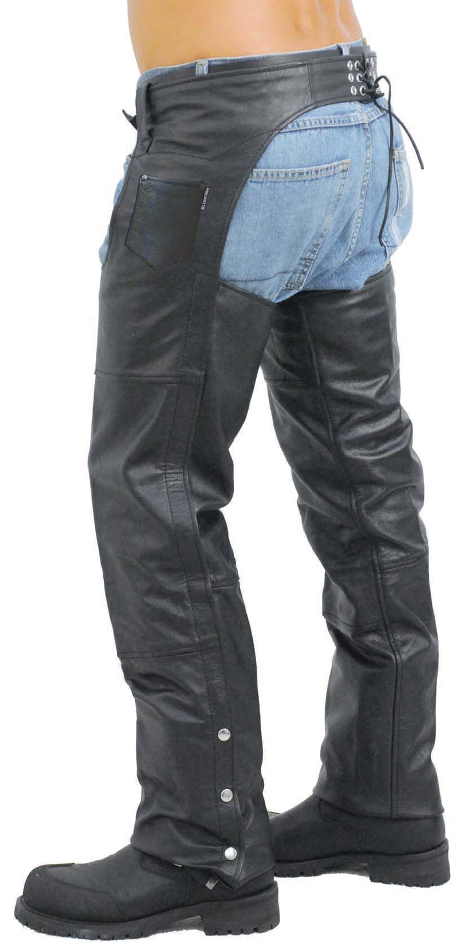 Classic Black Buffalo Leather Chaps #C8000 ()