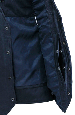 Chest Pocket Side Lace V-Neck Buffalo Leather Vest #VM2638GLK