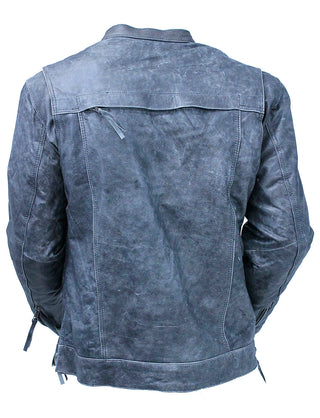 Concealed Pocket Gray Motorcycle Jacket w/Venting & Hood #M6906HVZGY ()