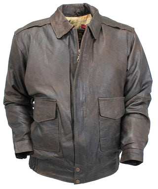 Economy Brown Leather A2 Bomber Jacket - Special #M9991N (S,M)