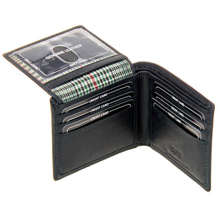 Embossed Flaming Motorcycle Black Bifold Leather RFID Wallet #WB070MCKID