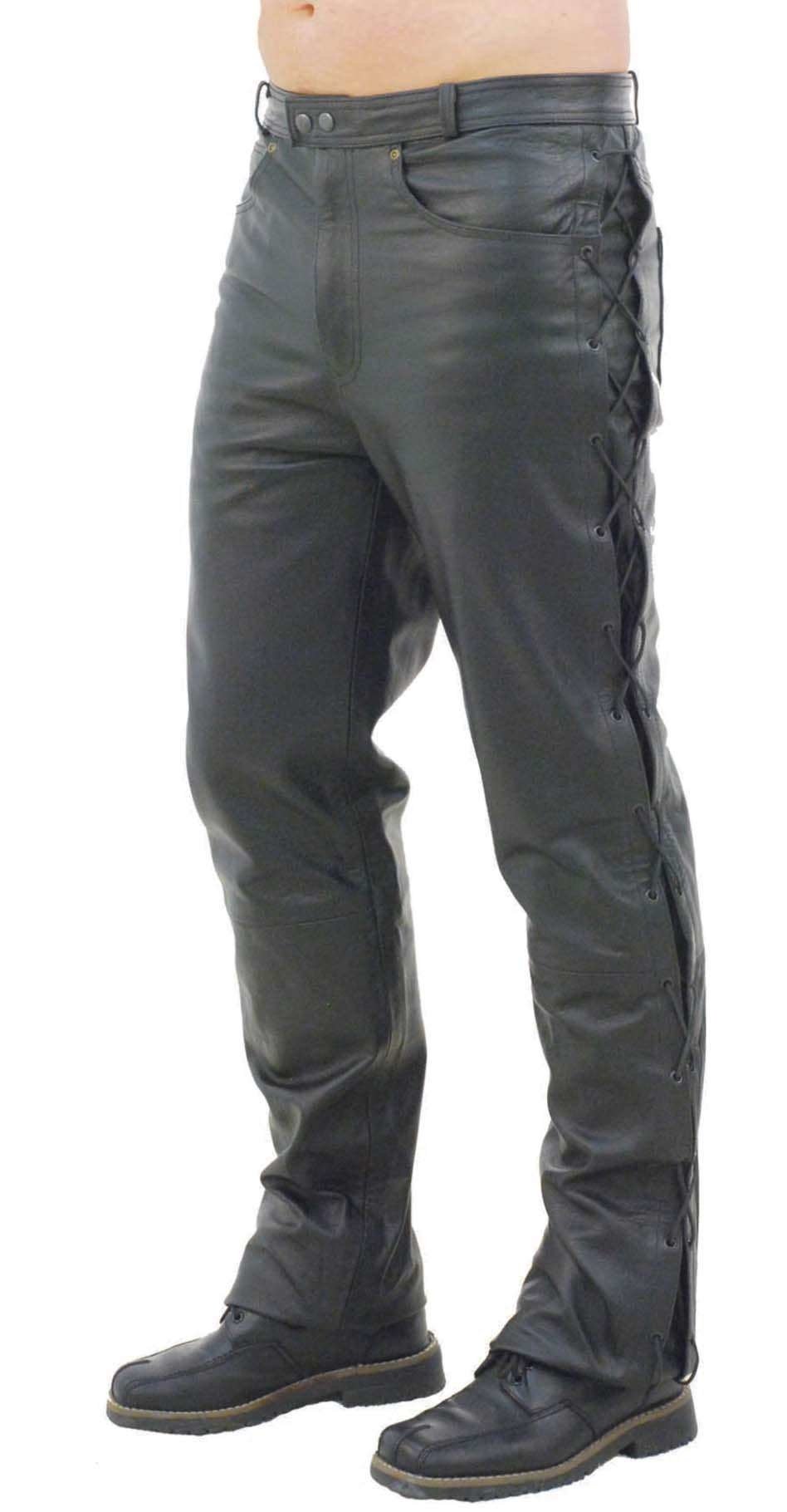 Men's Leather Pants w/Side Lacing #MP751L