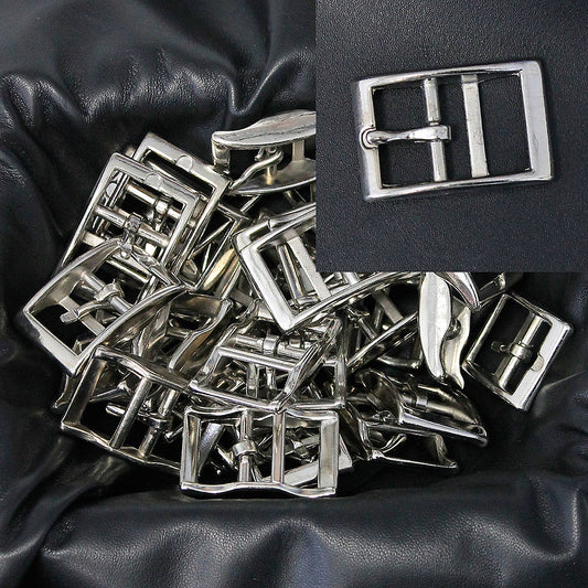 25 pcs 7/8" Nickel Plate Double Center Bar Buckle #ZBU16639XS