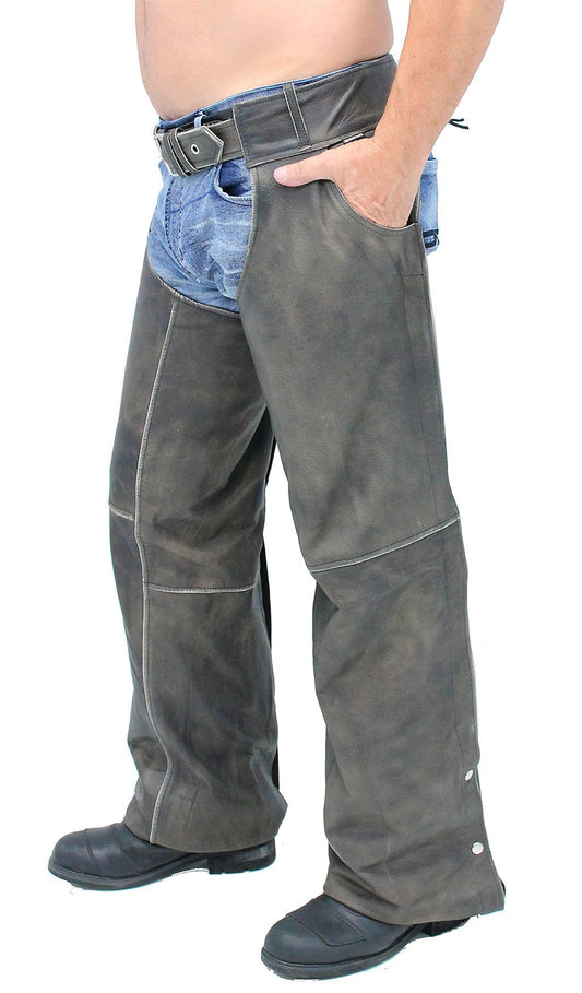 Vintage Brown Leather Pocket Chaps #CA7222PN (XXS-3X)