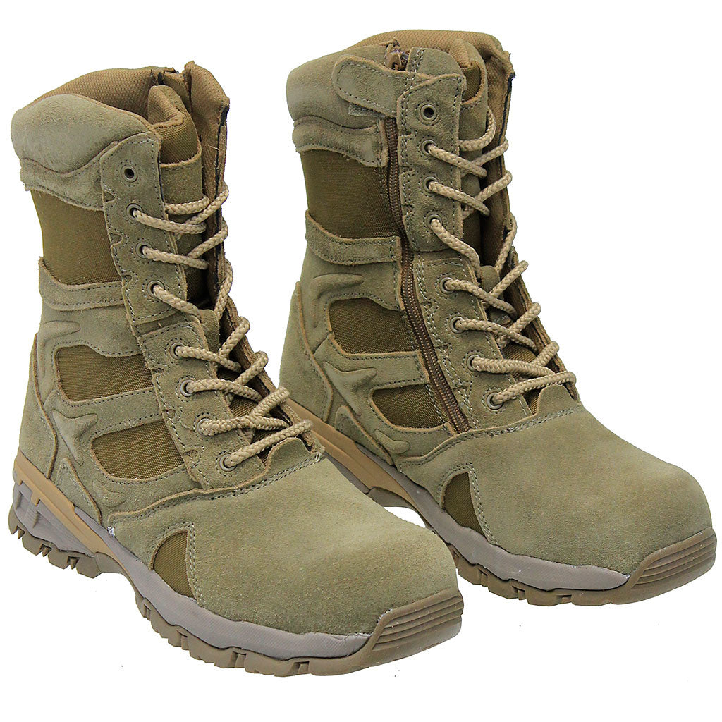 Men's Tan Comp Toe Forced Entry Tactical Zip Boots #BM57641ZLT