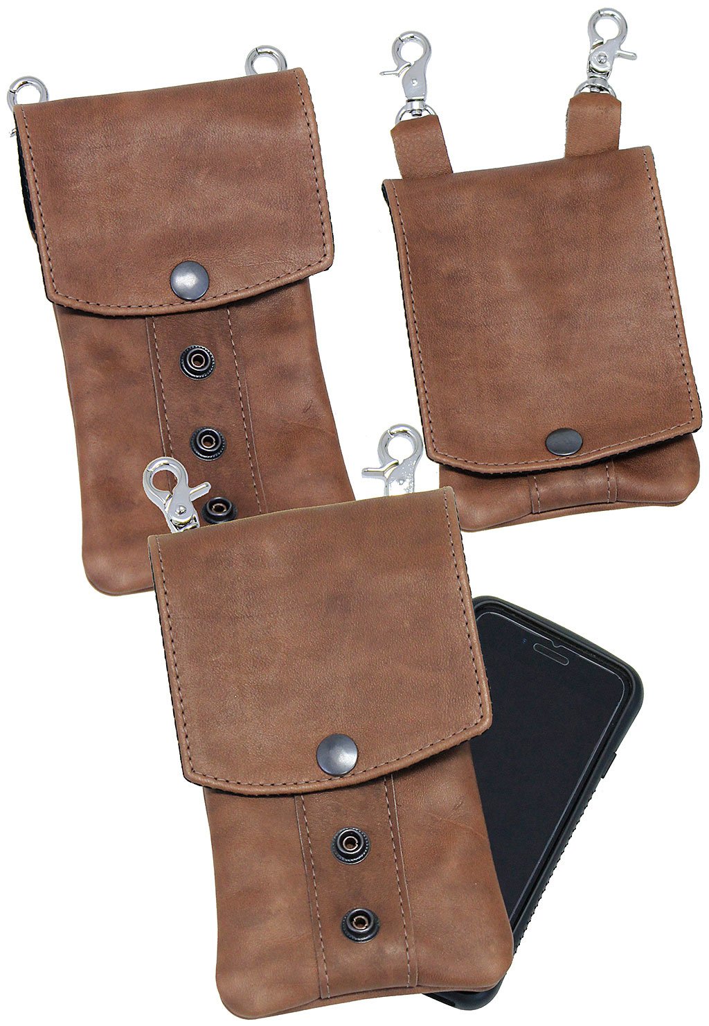 Brown Leather Cell Phone Case - Adjustable Clip-On #PKK18091N