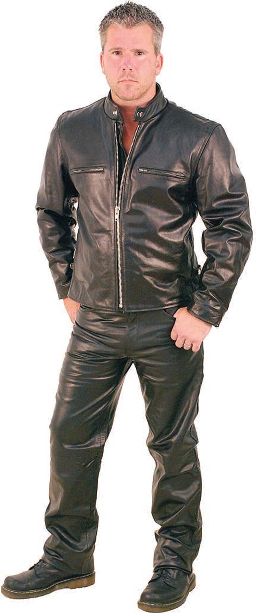 Rebel Rider Cafe Racer Leather Motorcycle Jacket #M11025 (42-54)