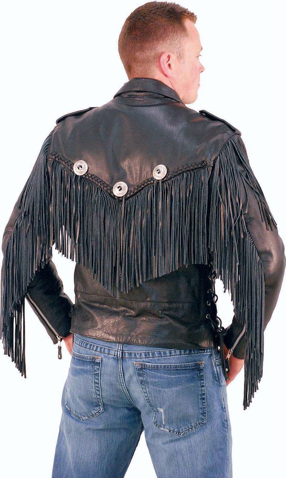 Beltless Fringed Leather Motorcycle Jacket #M400FB