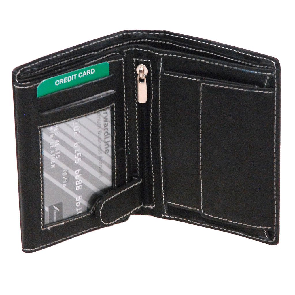 Black Leather 12 Pocket Organizer Wallet #WL110ZK