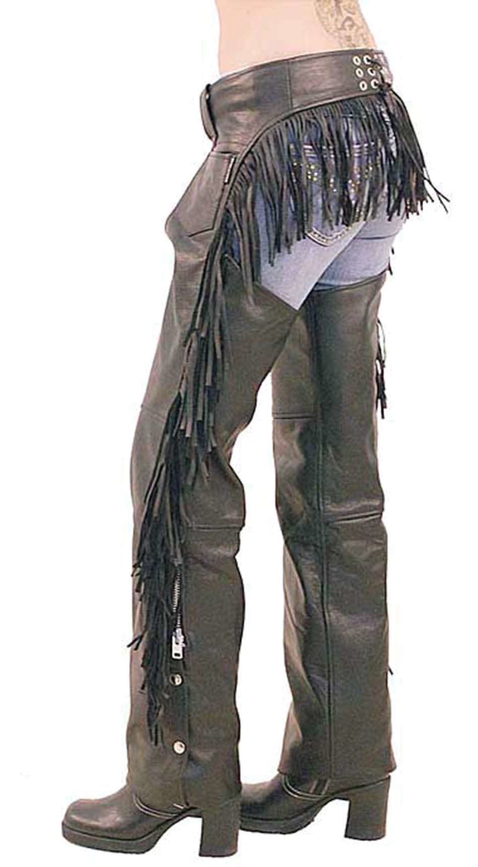 Women's fringed leather chaps top