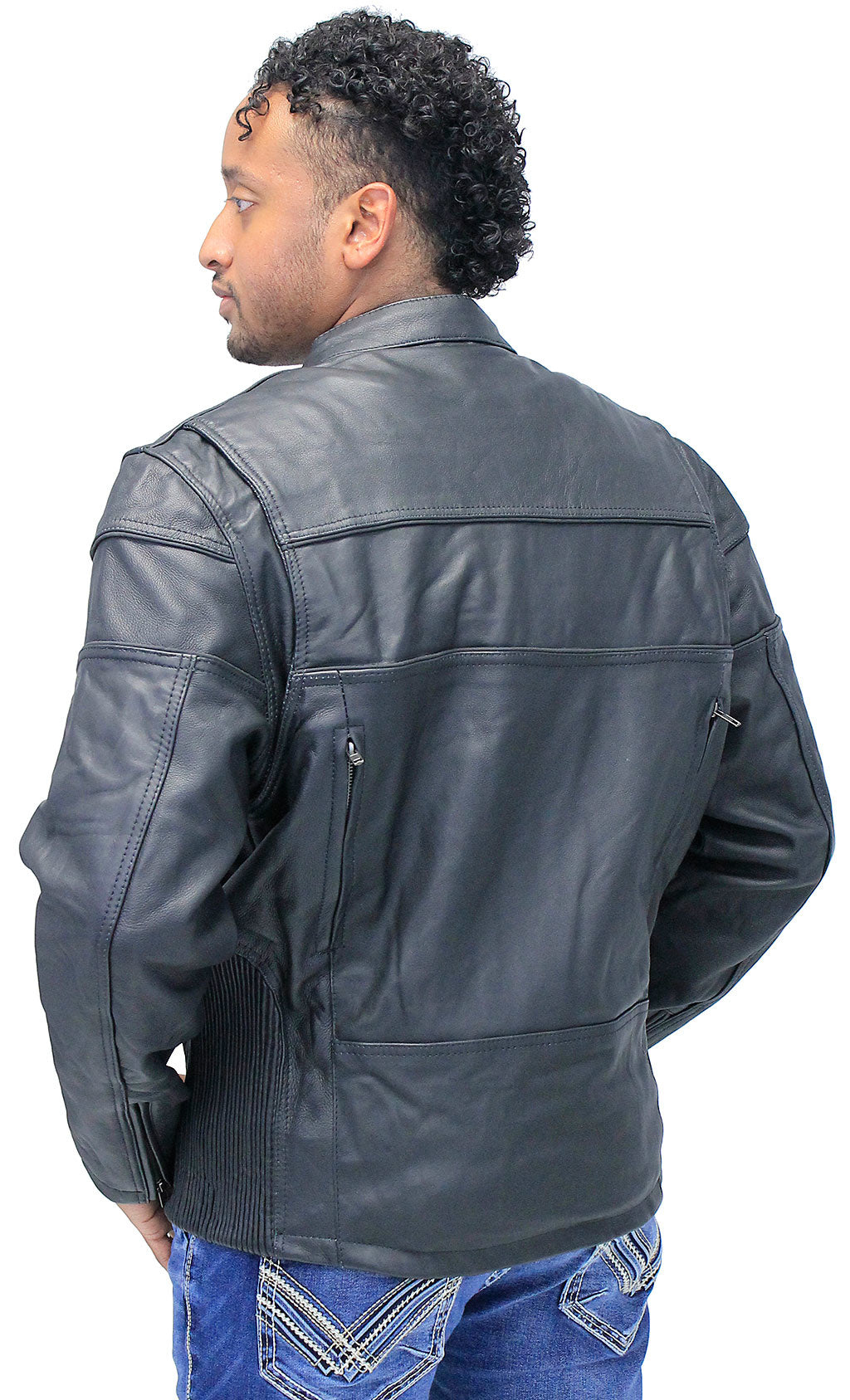 Vented Leather Jacket - Reflectors & Concealment #M0316GRVZK