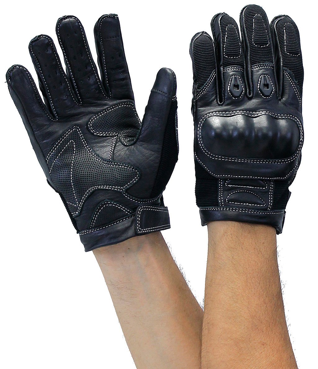 Ultimate Leather Motorcycle Gloves w/Knuckle Armor #G8245KNK