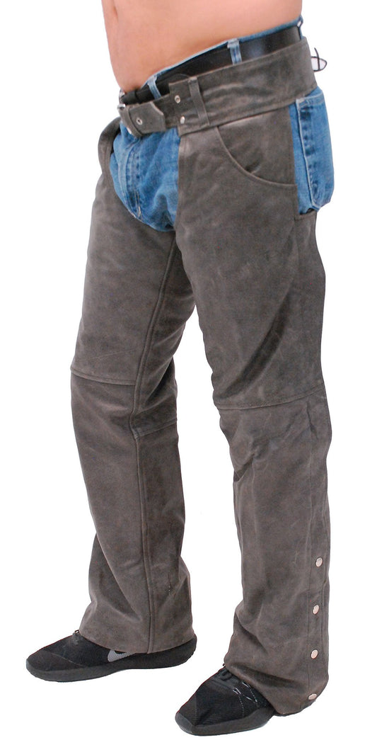 Brown Leather Pocket Chaps #C722PN (S-M)