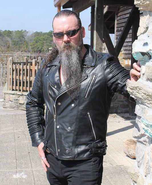 Ribbed Lambskin Motorcycle Jacket #M2806ZK