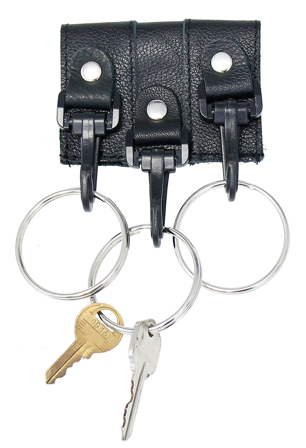 Triple Leather Belt Key Clips with 2" Key Rings #KC22033XK