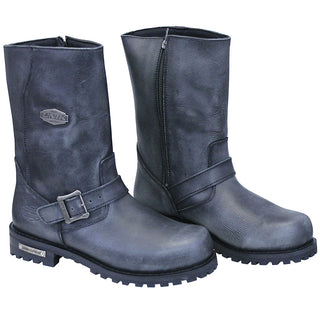 Men's Antiqued Gray Engineer Leather Biker Boots #BM100013GY