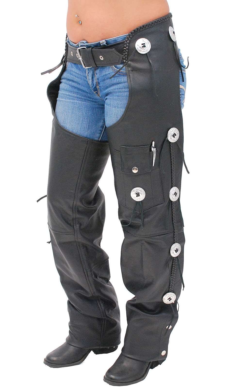 Western Leather Chaps w/Conchos #C011CC (XS-4X)