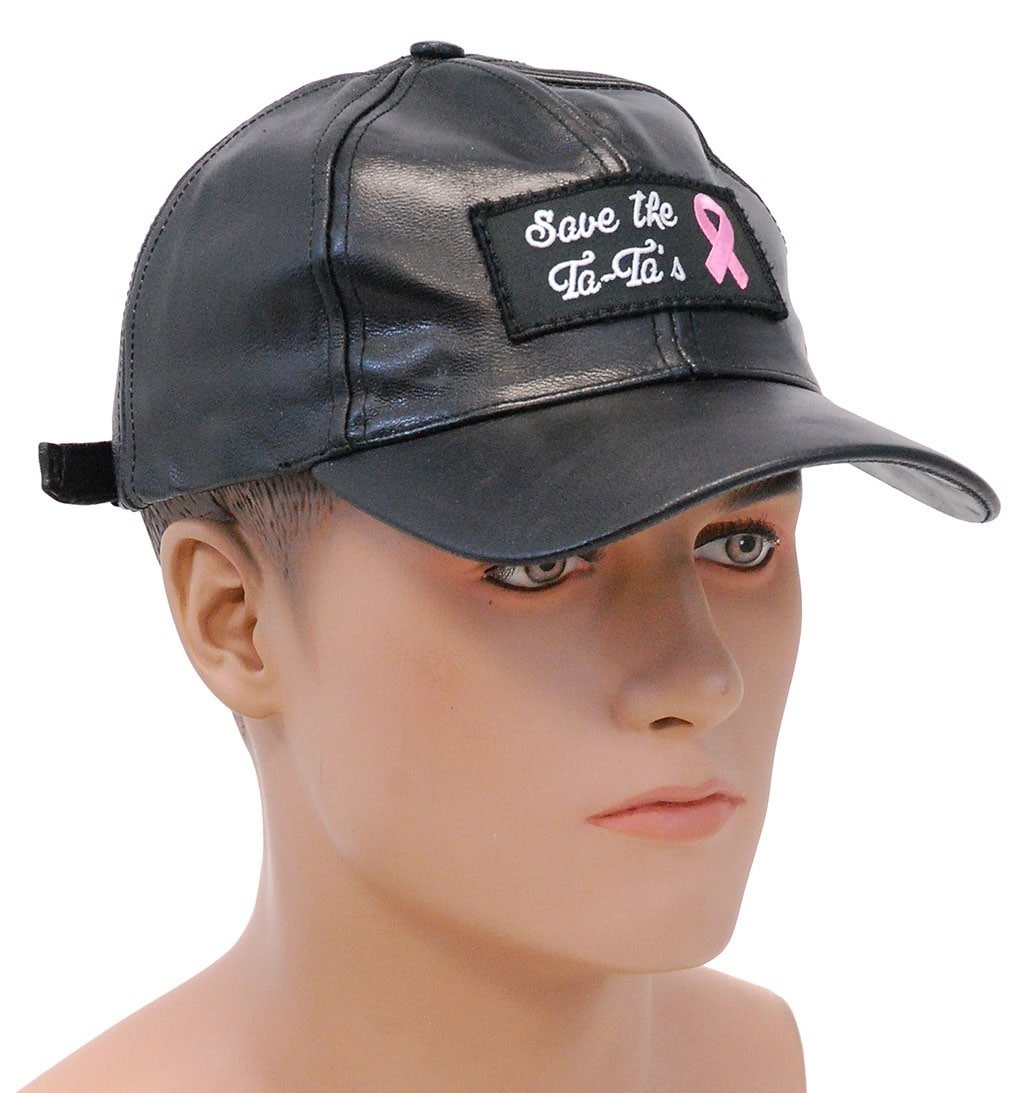 Save The Ta-Ta's Pink Ribbon Leather Baseball Cap #H44TATA