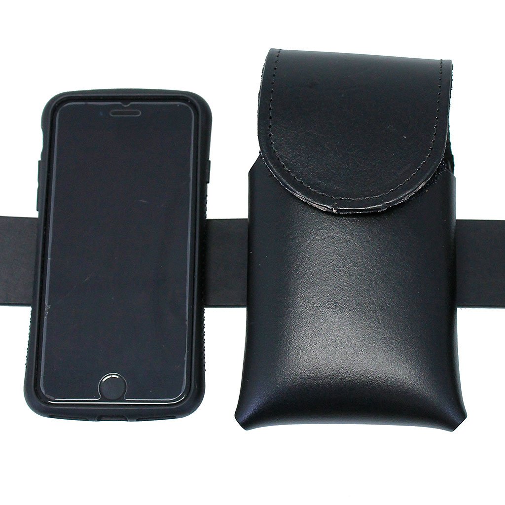 Black Leather Cell Phone Belt Pouch #CC520K