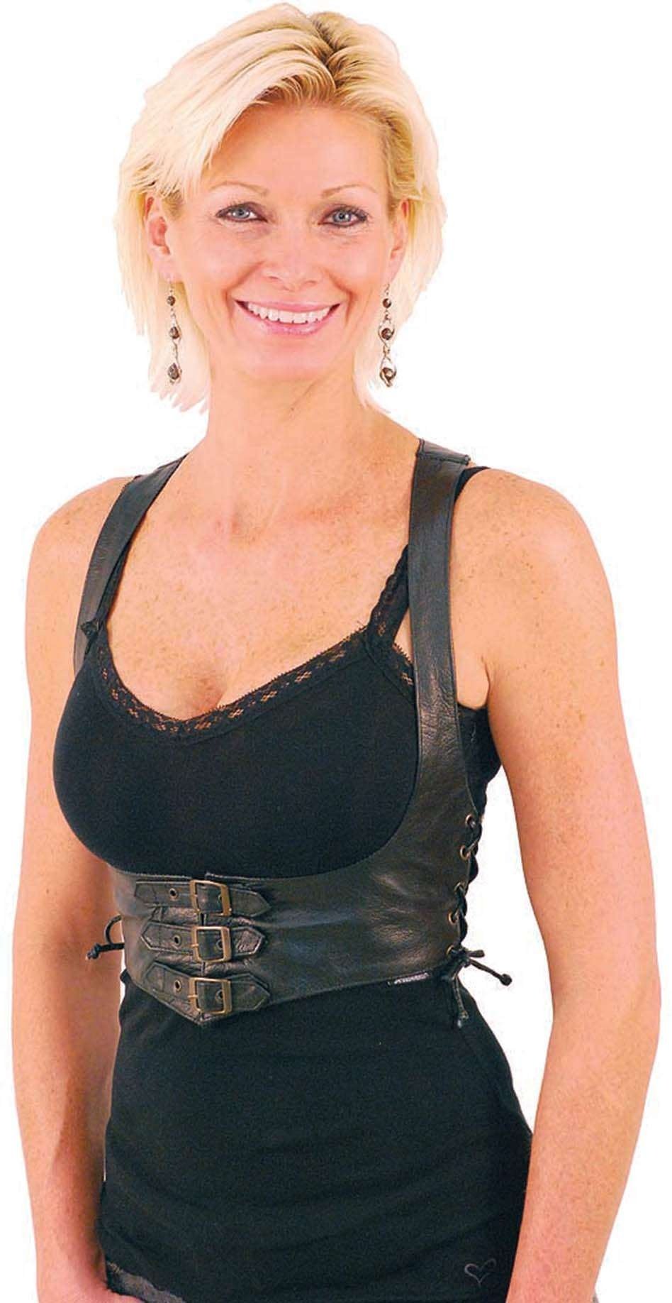 Buckle Up Leather Bustier - Bust Booster #VLH9021BK