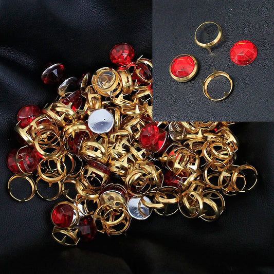 300 sets (1000 pcs) 18mm Red Crystal & Gold Ring Clothes Studs #ZR9382G