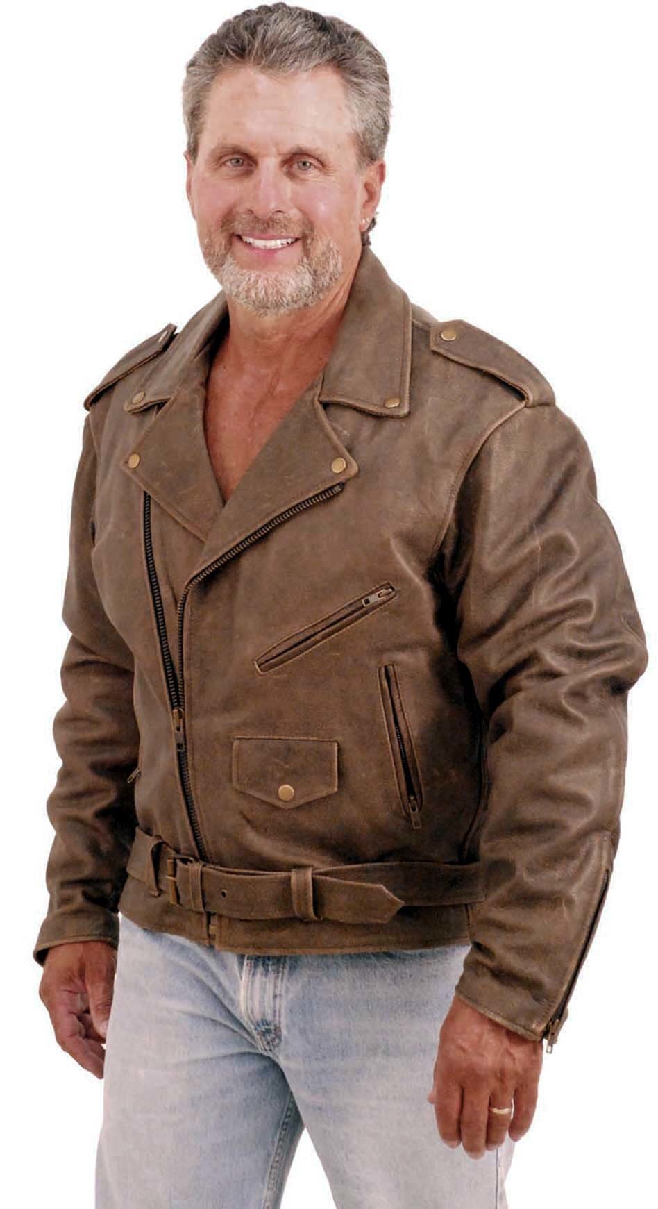 Rich Brown Genuine Leather Jacket for Men #M38ZN (38, 48-52)