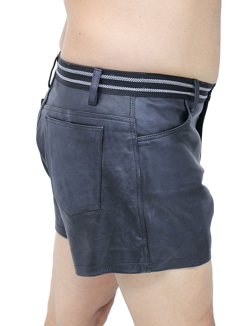 Men's Reflector Trim Ultra Premium Leather Shorts #SHM1074RK