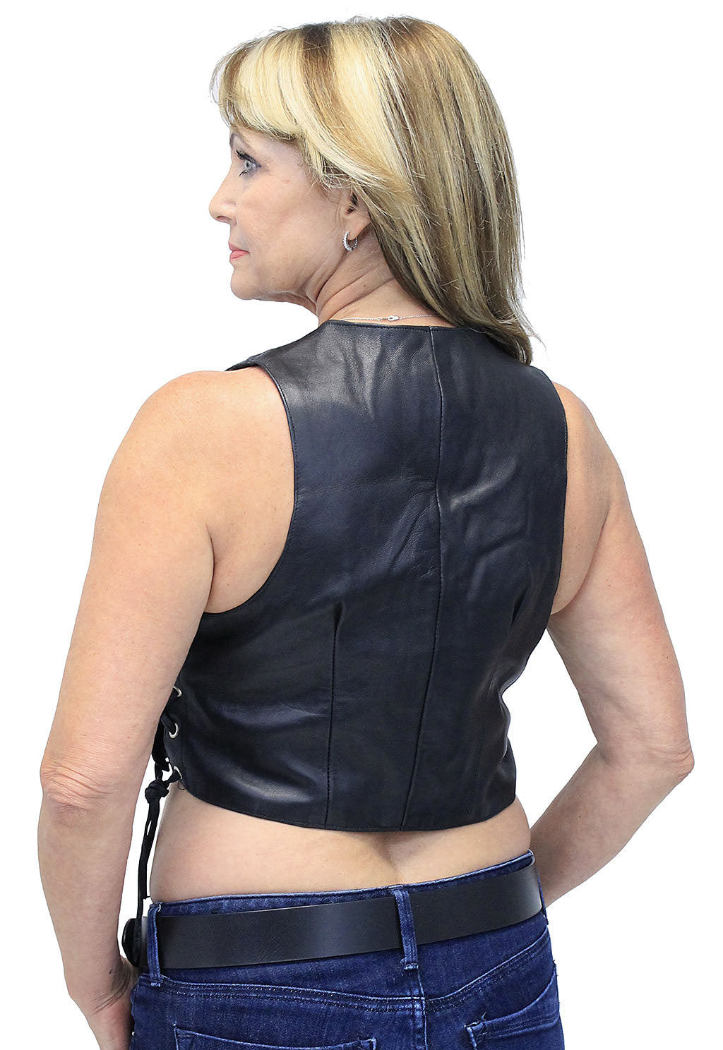 Triple Lace-Up Leather Vest #VL30110LLK