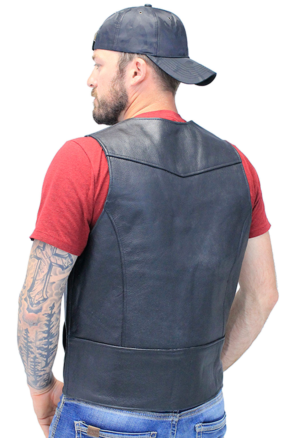 Straight Bottom Leather Vest with Side Zip Compartment #VM150GZPK