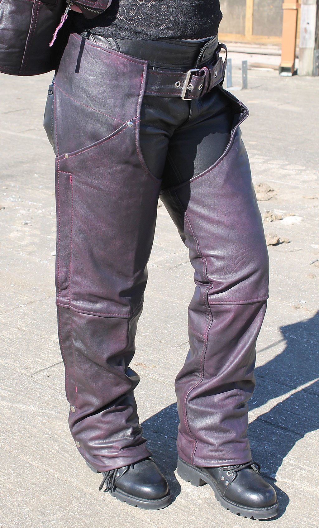 Purple Leather Chaps in Vintage Lambskin #CA717417PP