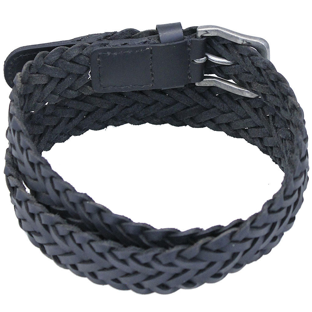 Premium Black Leather Braided Belt #BT97360BK