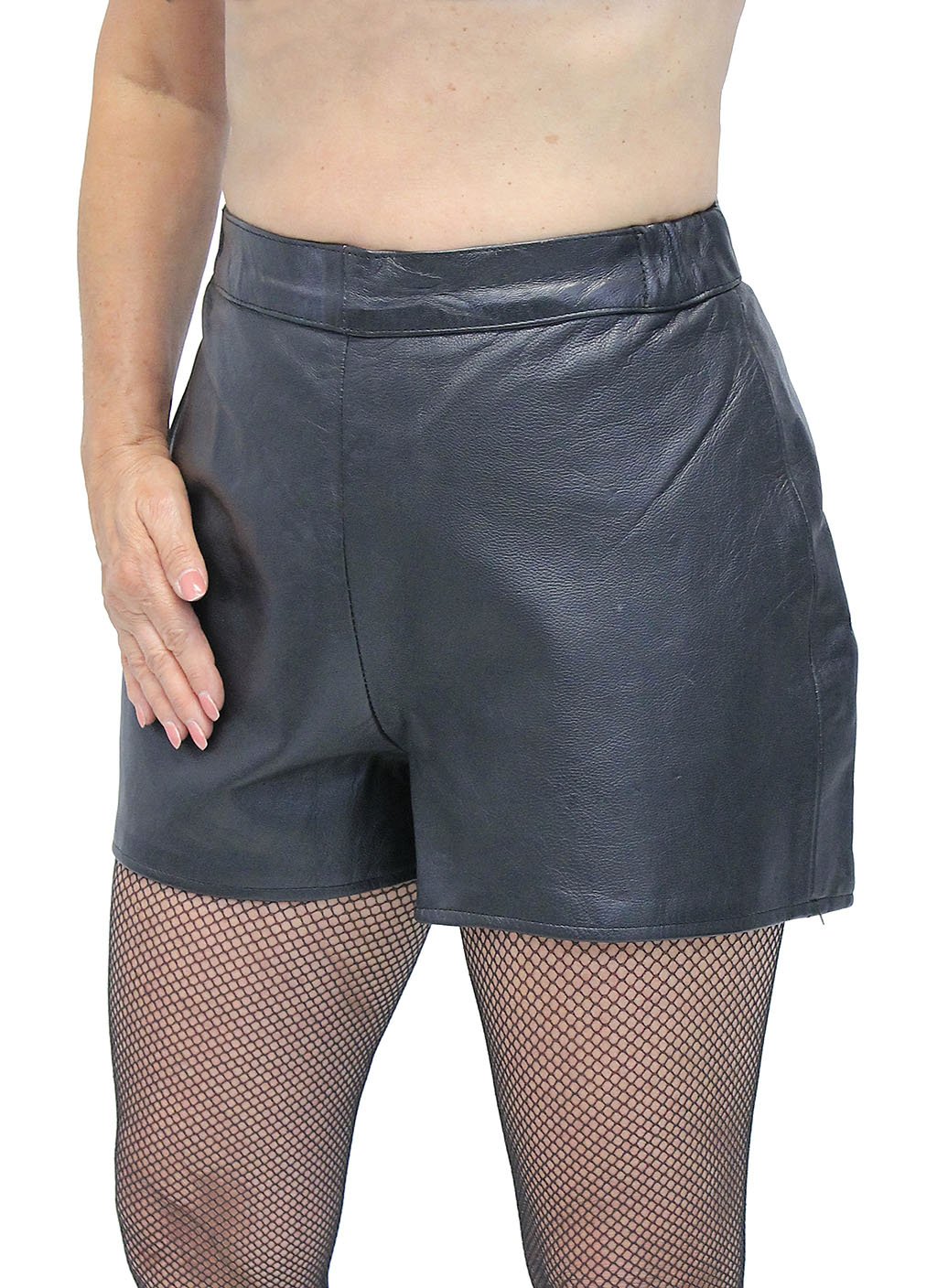 Black Leather High-Waisted Booty Shorts #SH1103K