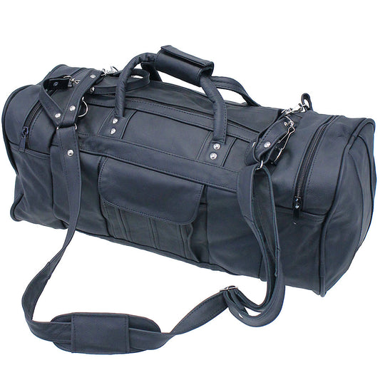 Black Heavy Leather Duffel Bag #P3101K