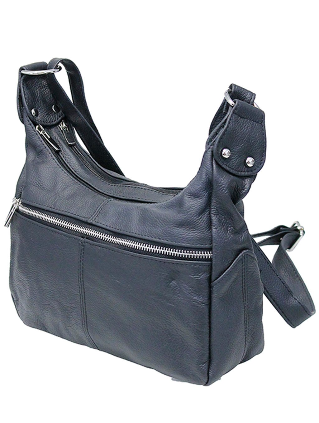 Medium Size Double Zip Top Leather Purse #P027K